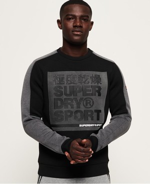 Superdry Gym Tech Colour Block Crew Férfi Pulóver Fekete | GWTBX4635